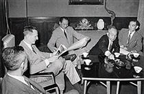 Photo:John D. Rockefeller III and Shigeharu Matsumoto at the preparatory meeting